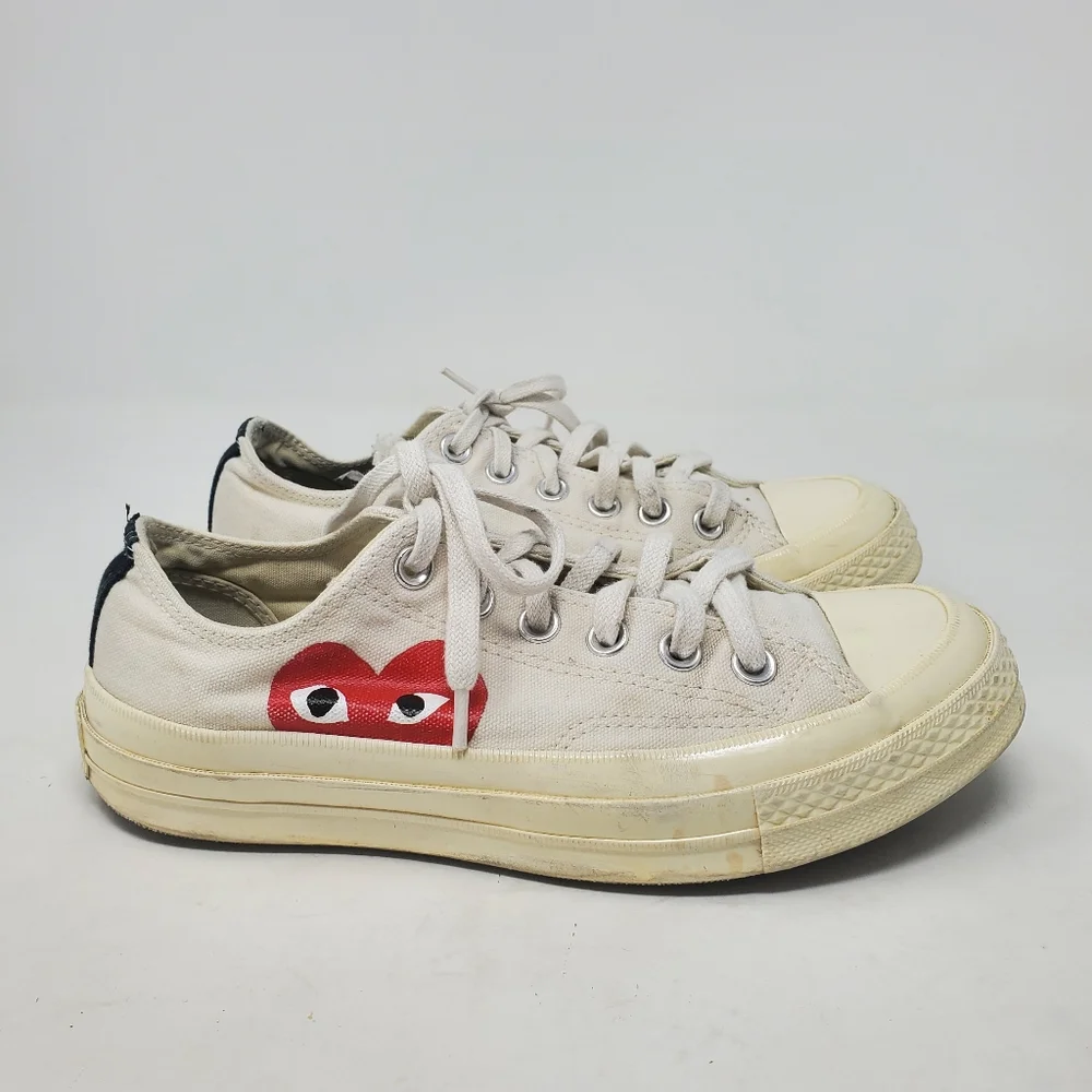 CONVERSE Comme des Garcons Play Emblem Heart Low Top Sneakers Size 7 - Picture 5 of 10